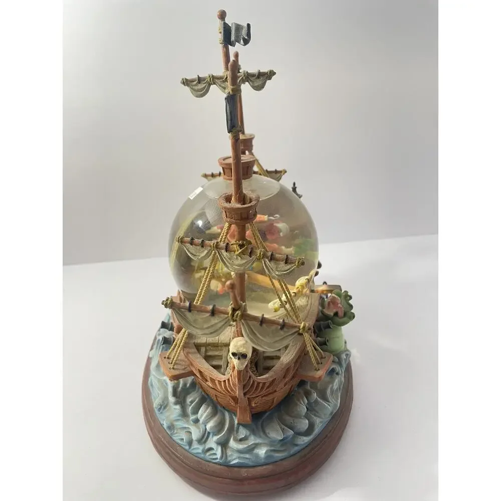 Disney Peter Pan Captain Hook Musical Snow Globe Ship “You Can Fly” – AS IS